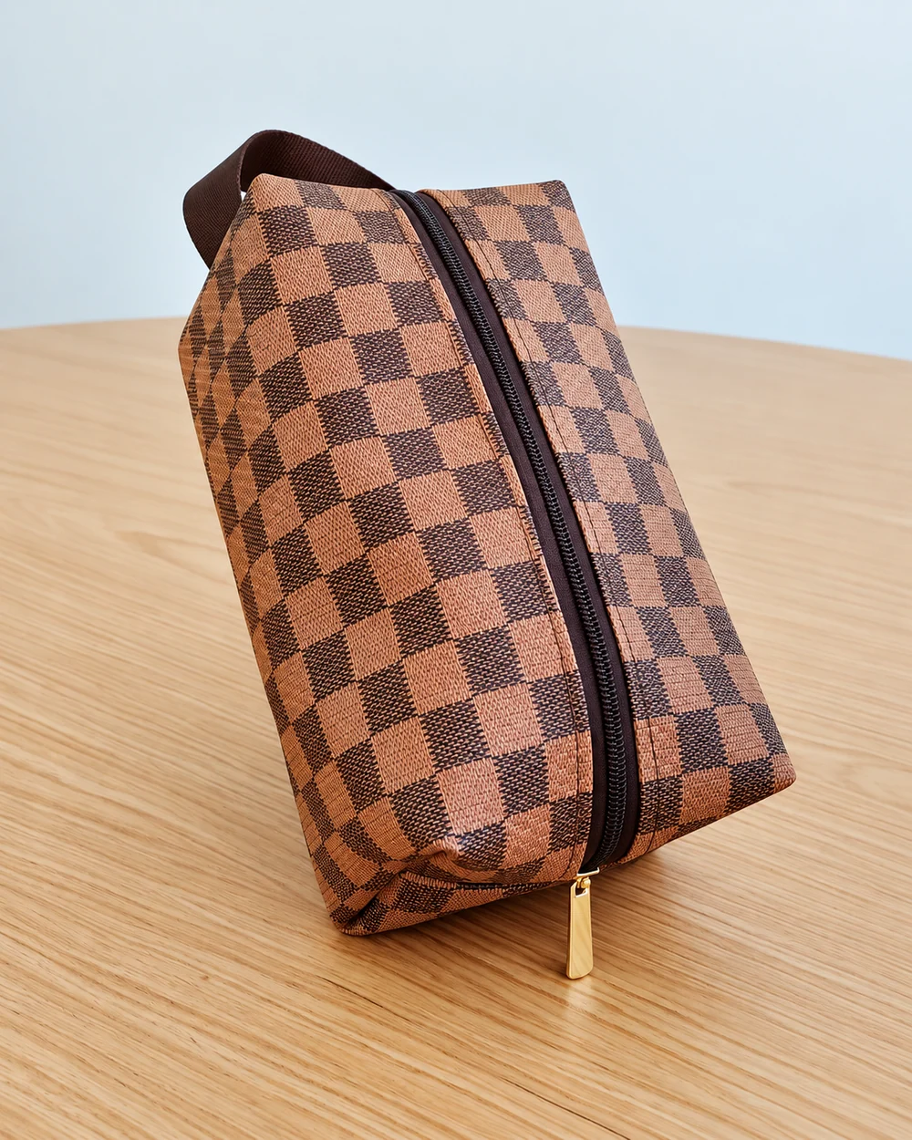 Necessaire xadrez marrom